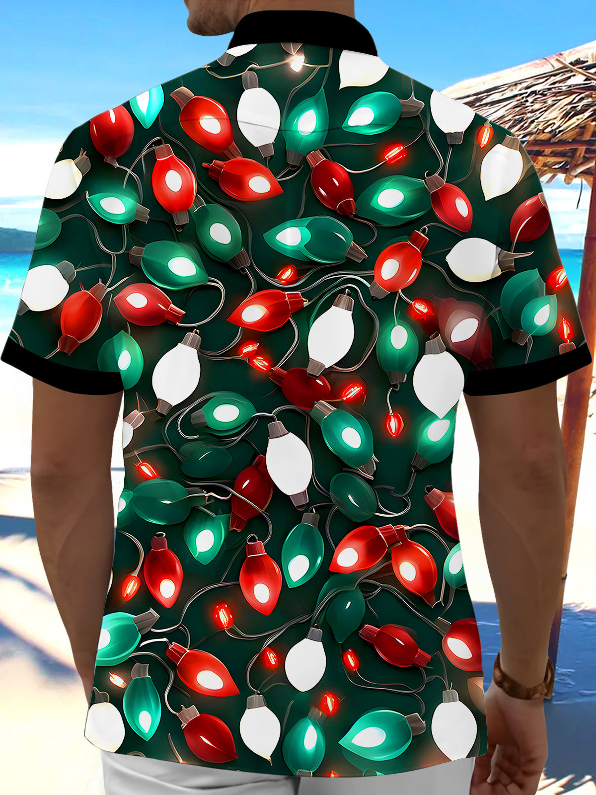 Christmas Light String Men's Pocket Short Sleeve Shirts