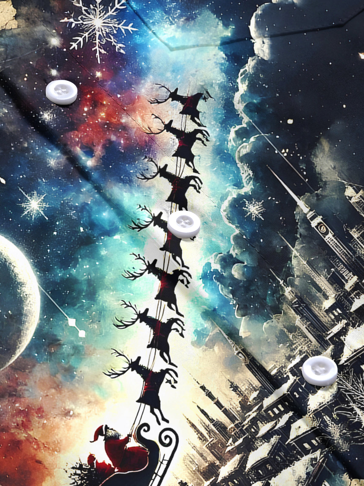 Christmas Santa Claus Deer Men's Pocket Long Sleeve Shirts