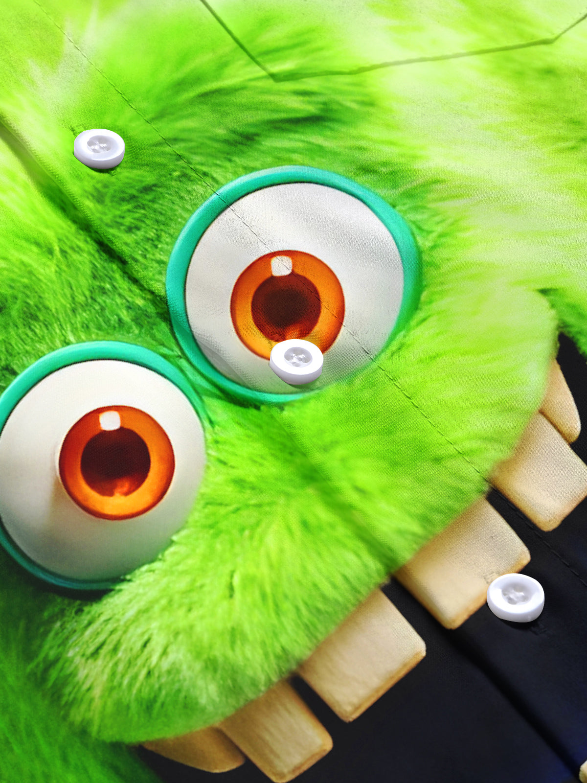 Funny Green Monster Men's Pocket Short Sleeve Cuban Collar Shirts