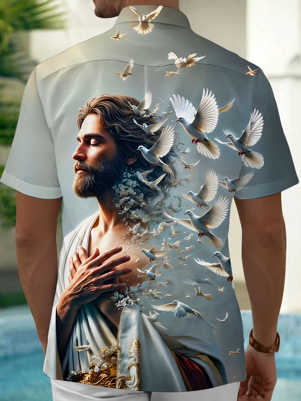 Jesus Religion Peace Dove Men's Pocket Short Sleeve Shirts