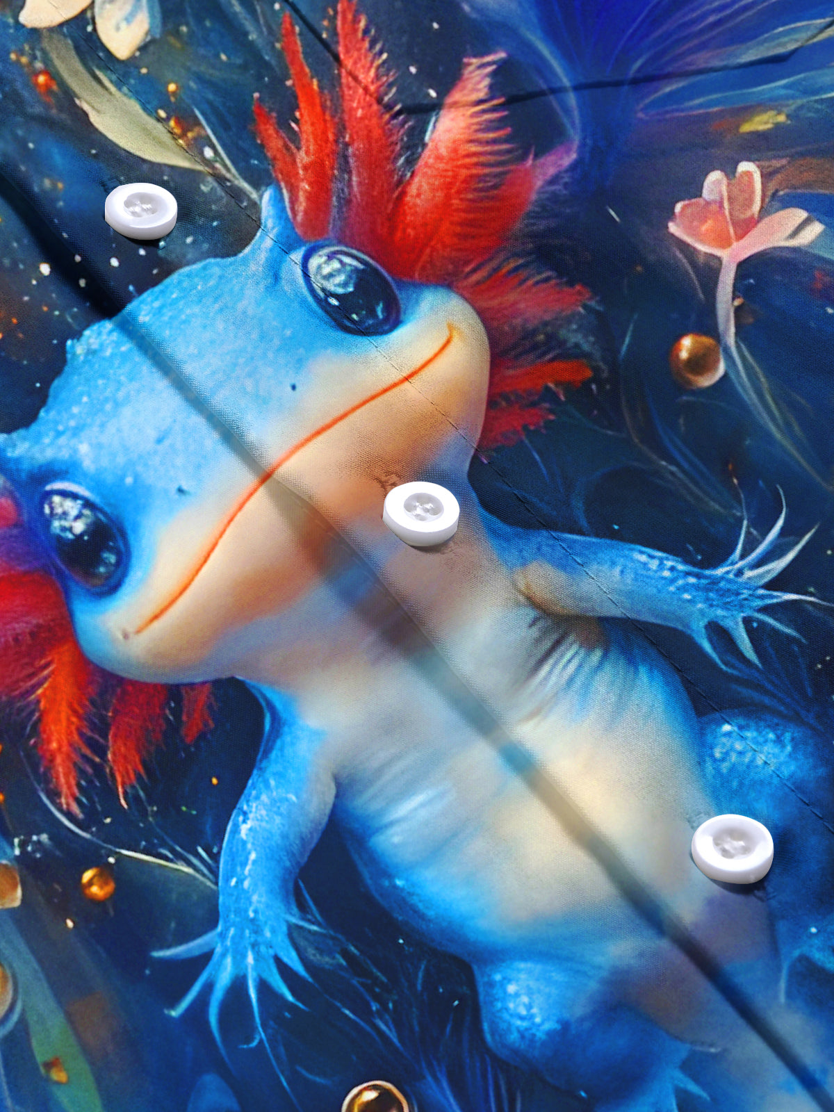 Funny Salamanders Marine Life Floral Men's Pocket Short Sleeve Shirts