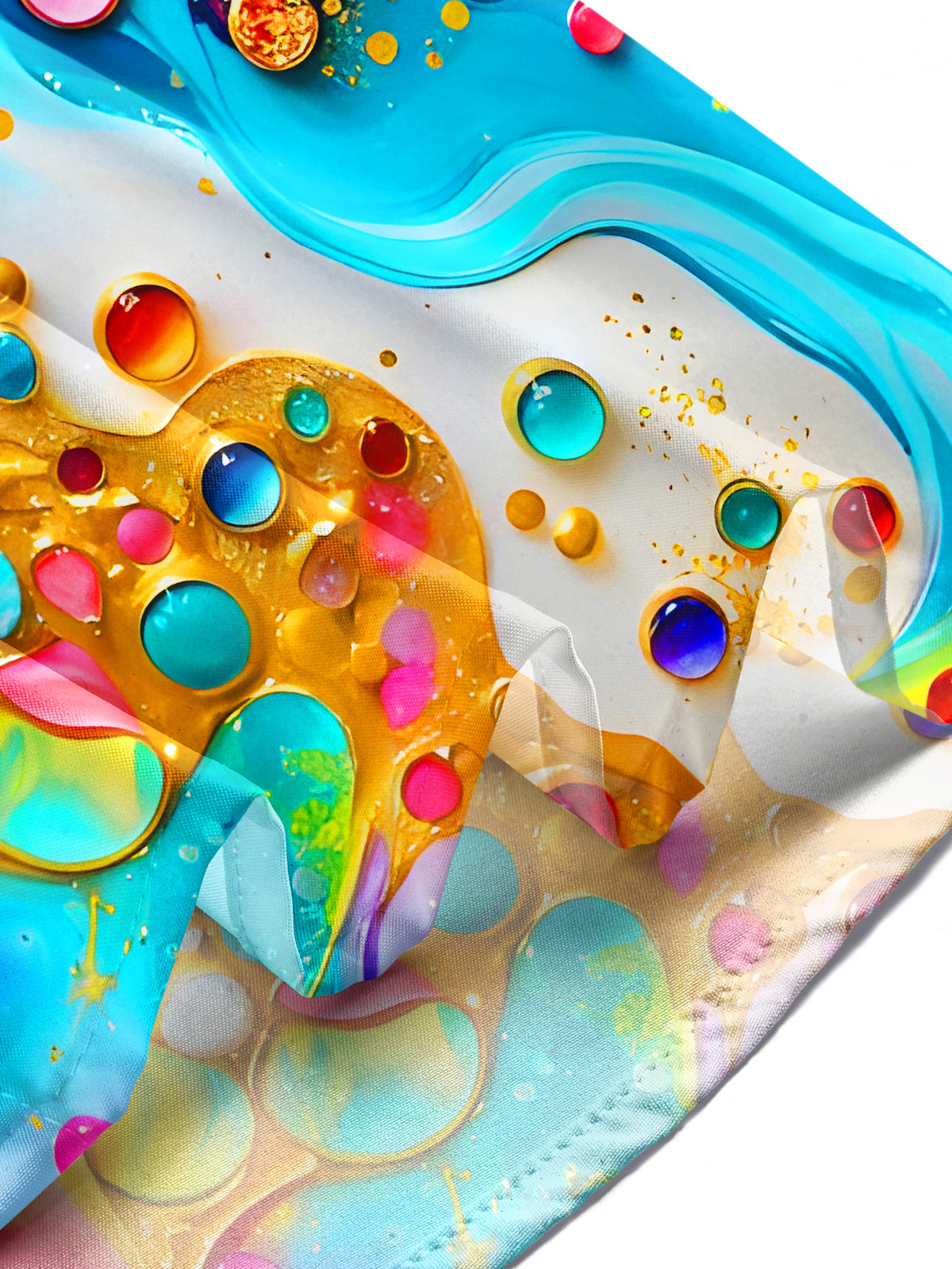 Art Rainbow Gilded Water Drops Men's Pocket Short Sleeve Stand Collar Shirts