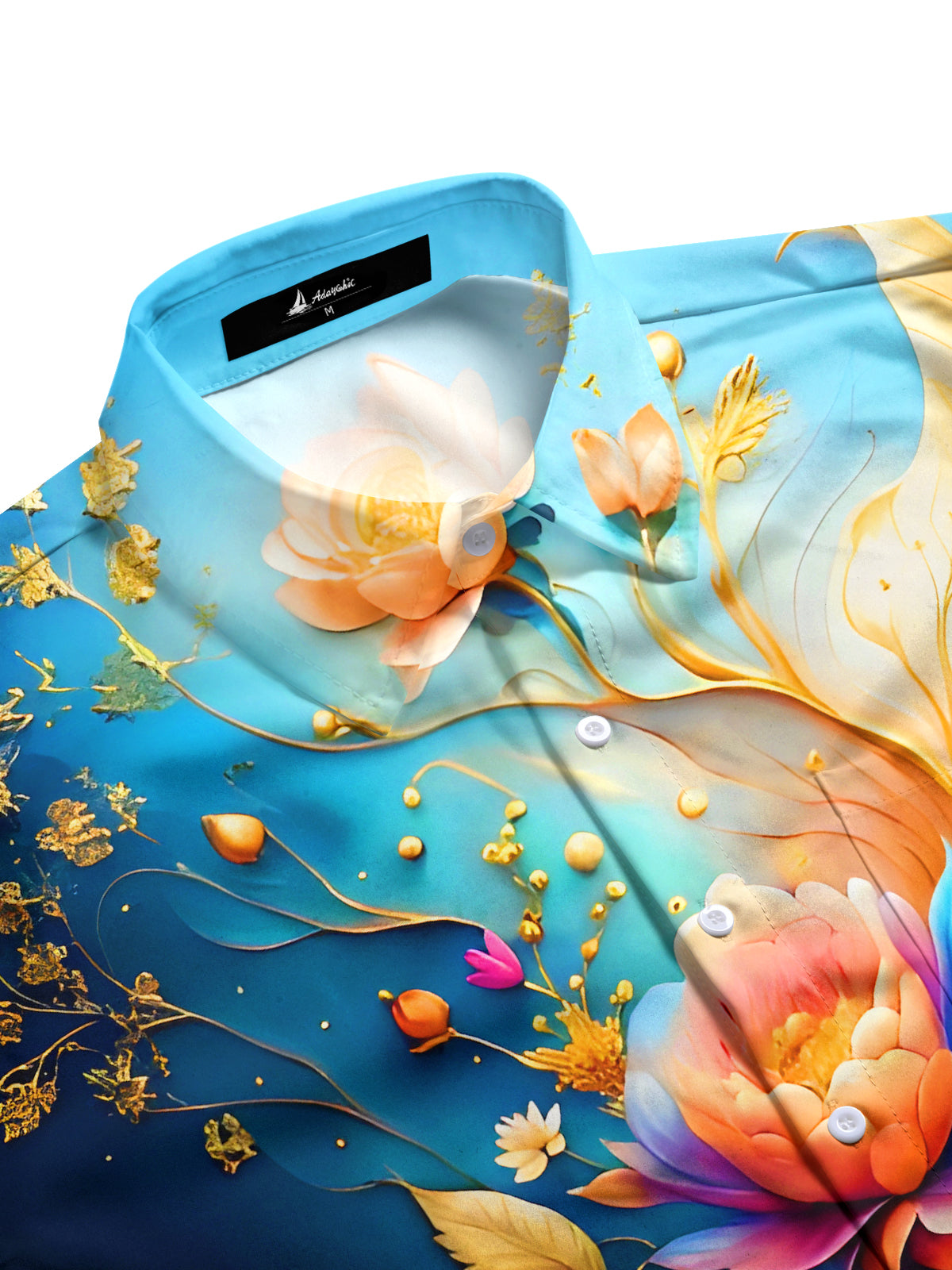 Art Gilded Floral Men's Pocket Short Sleeve Shirts