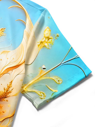 men's floral shirt close-up short sleeve