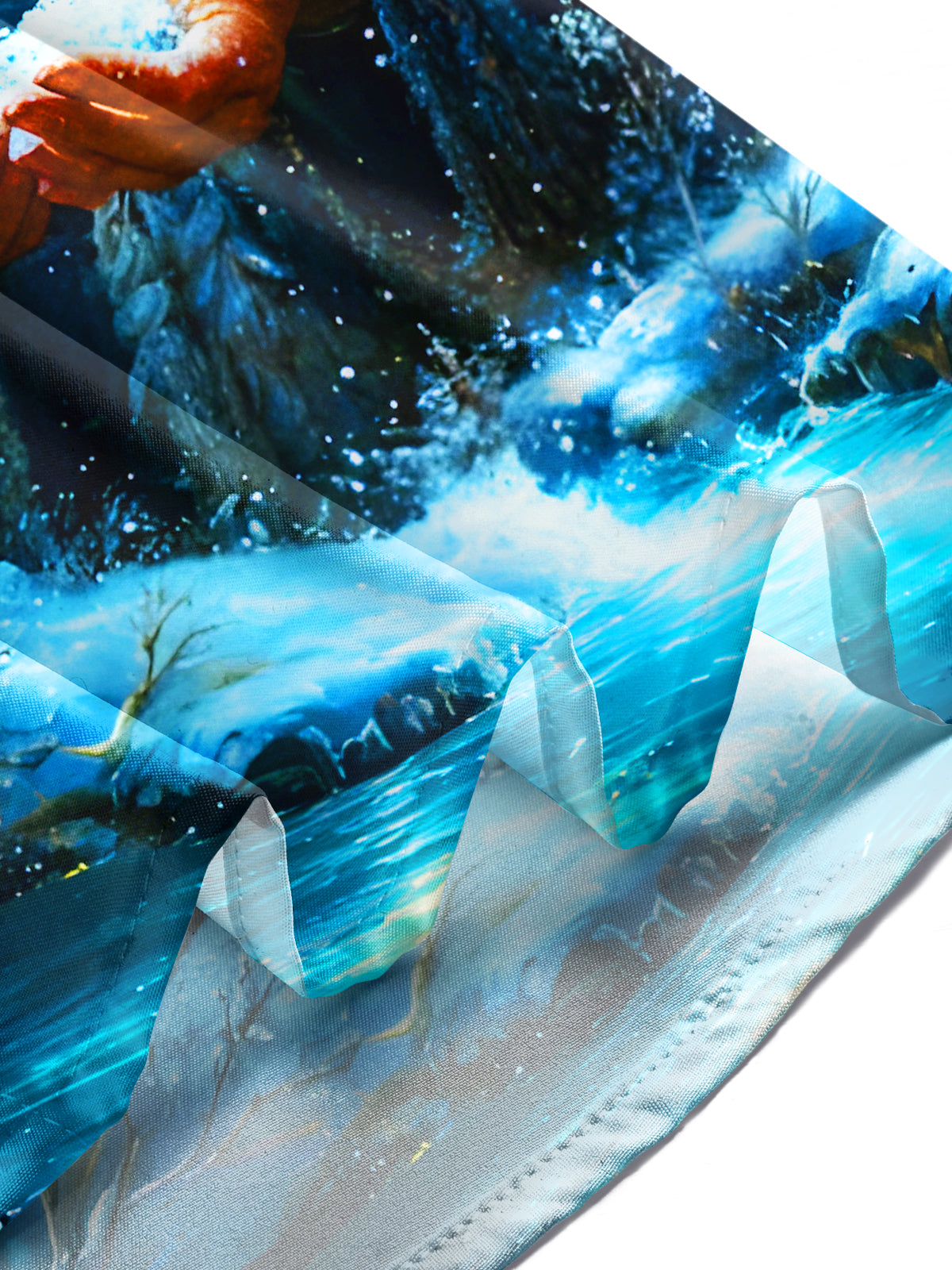 Winter Snow Santa Claus House Xmas Men's Pocket Long Sleeve Shirts