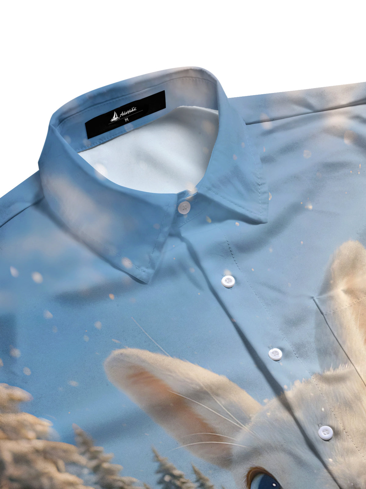 Rabbit Print Men's Pocket Short Sleeve Shirts