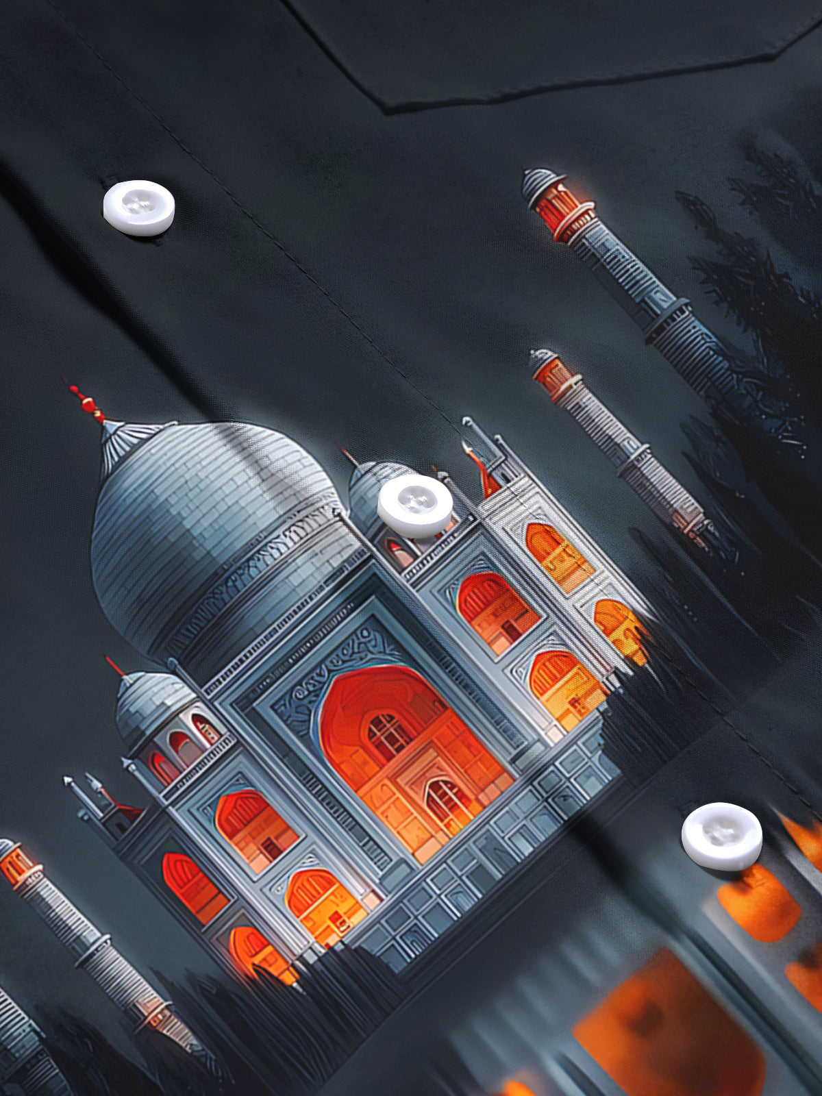 Castle Print Men's Pocket Short Sleeve Shirts