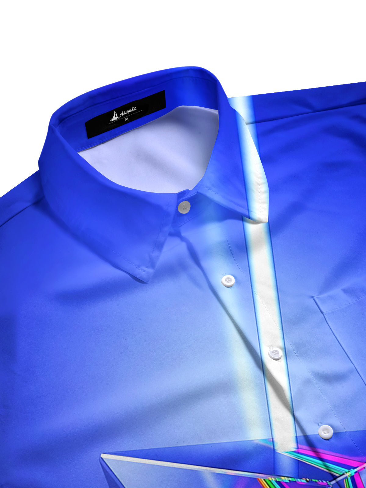 Rainbow Geometric Print Men's Pocket Long Sleeve Shirts