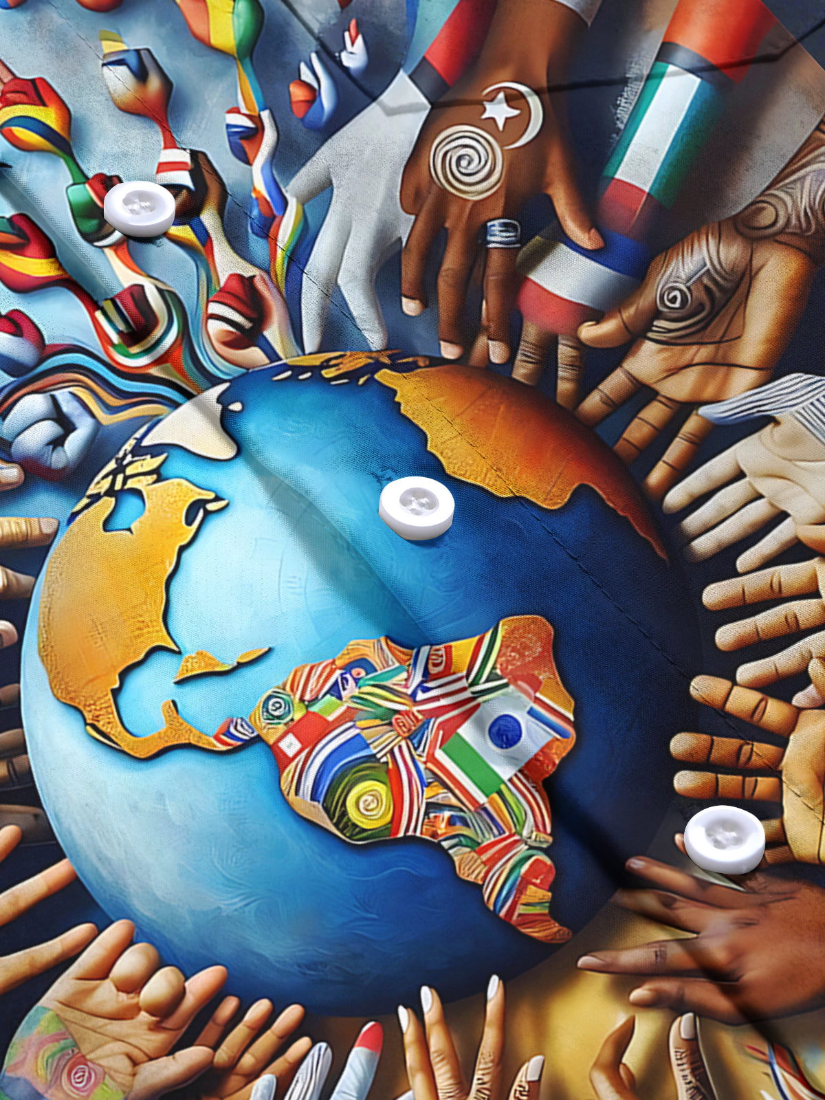 Earth Print Men's Pocket Short Sleeve Shirts