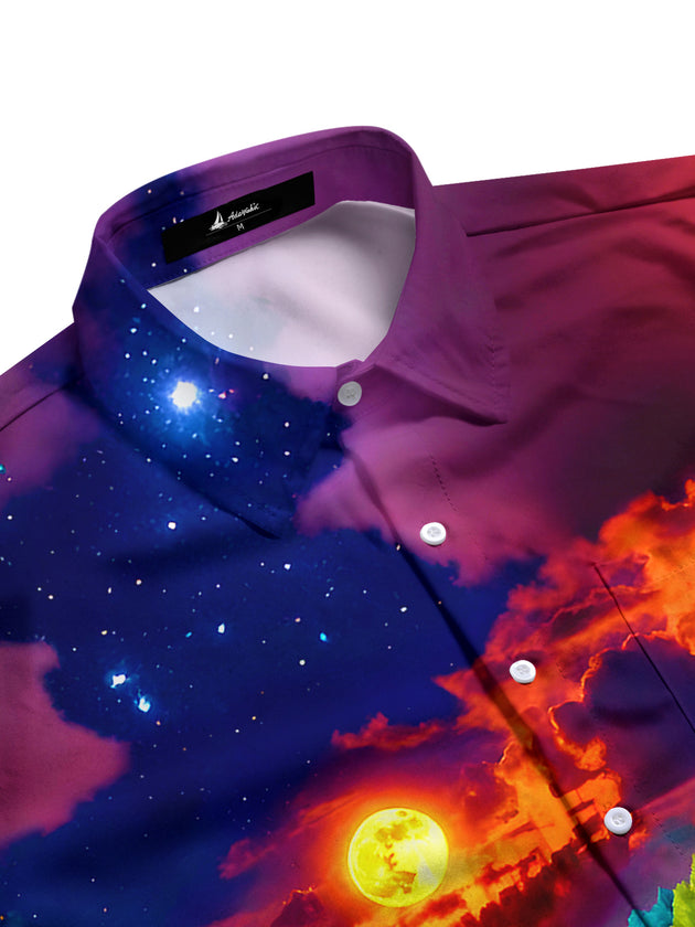 men's autumn forest park tree long sleeve shirt side view