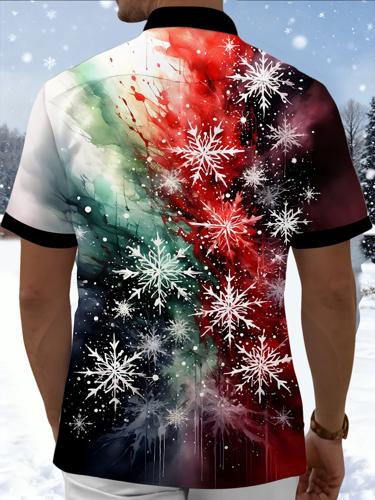 Snowflake Men's Pocket Short Sleeve Shirts