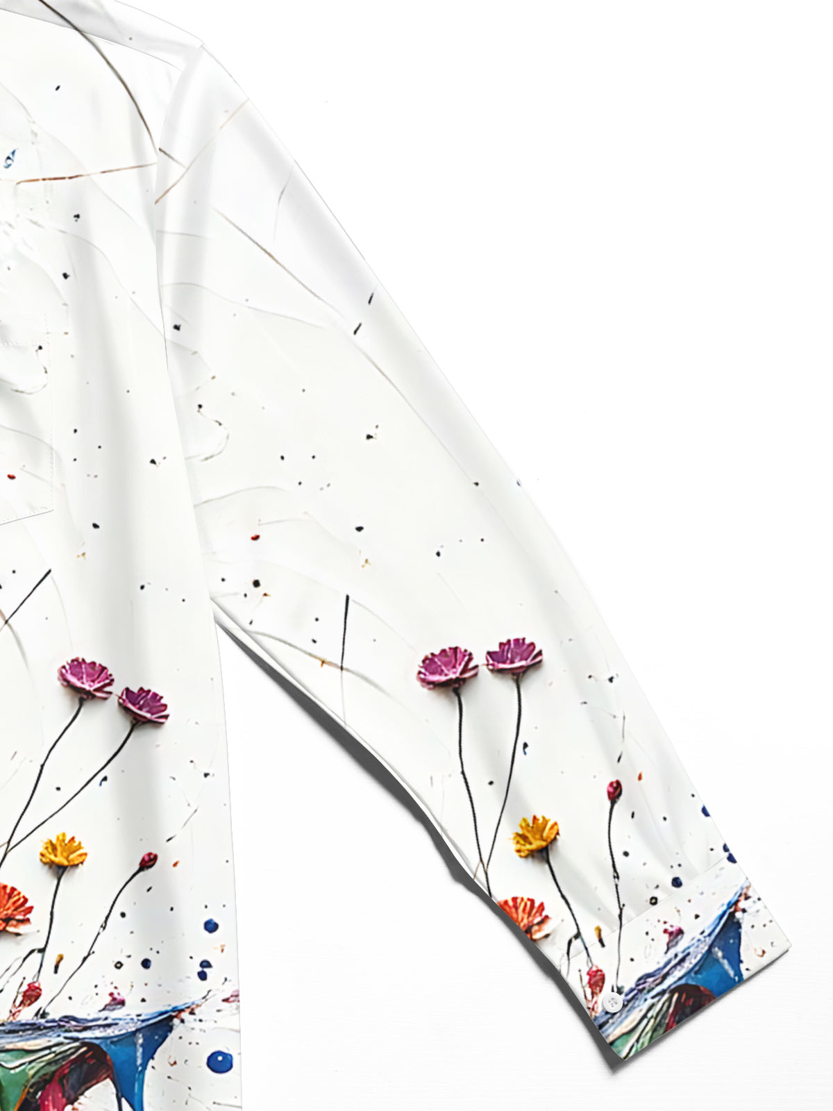 Oil Painting Art Print Men's Pocket Long Sleeve Shirts