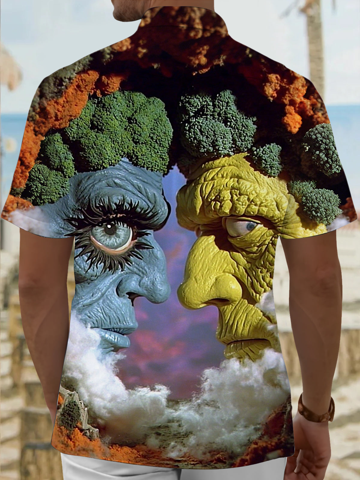 Abstract Vegetable Art Print Men's Pocket Short Sleeve Shirts