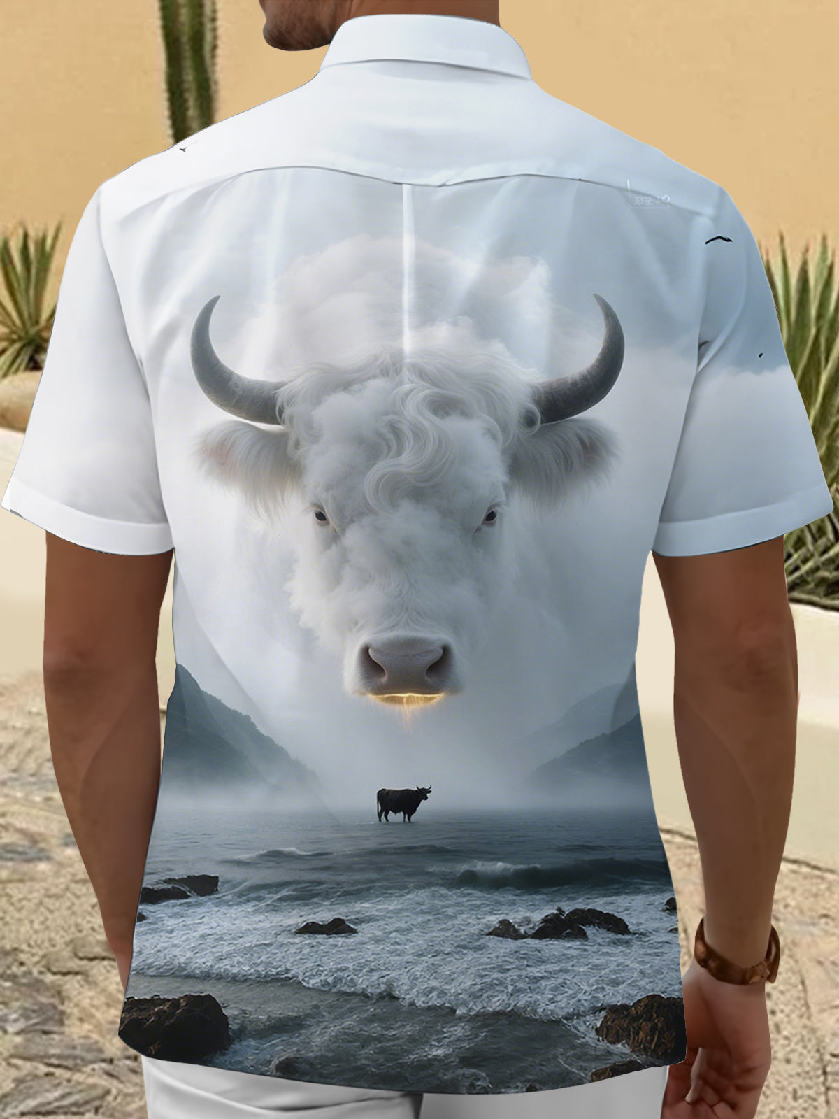 Cow Print Men's Pocket Short Sleeve Shirts