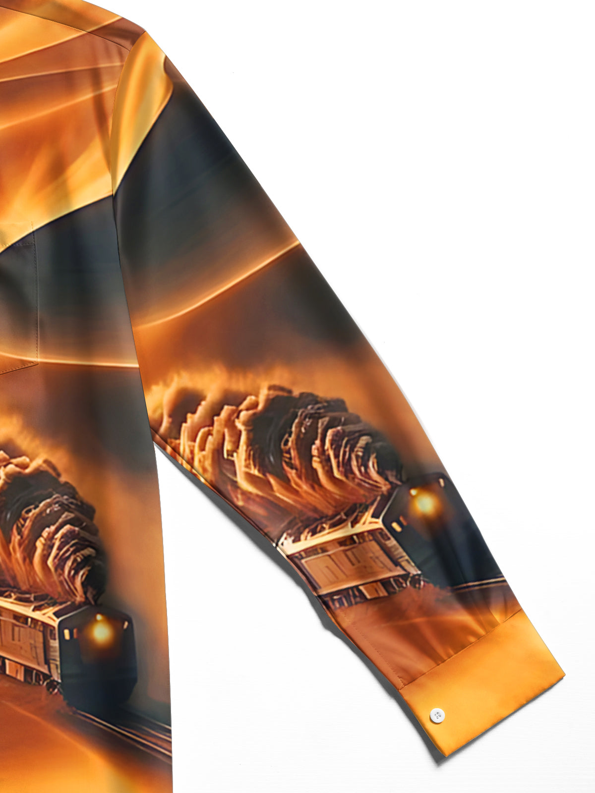 Desert Train Print Men's Pocket Long Sleeve Shirts