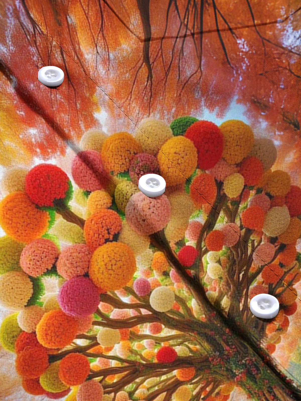 Tree Print Men's Pocket Long Sleeve Shirts