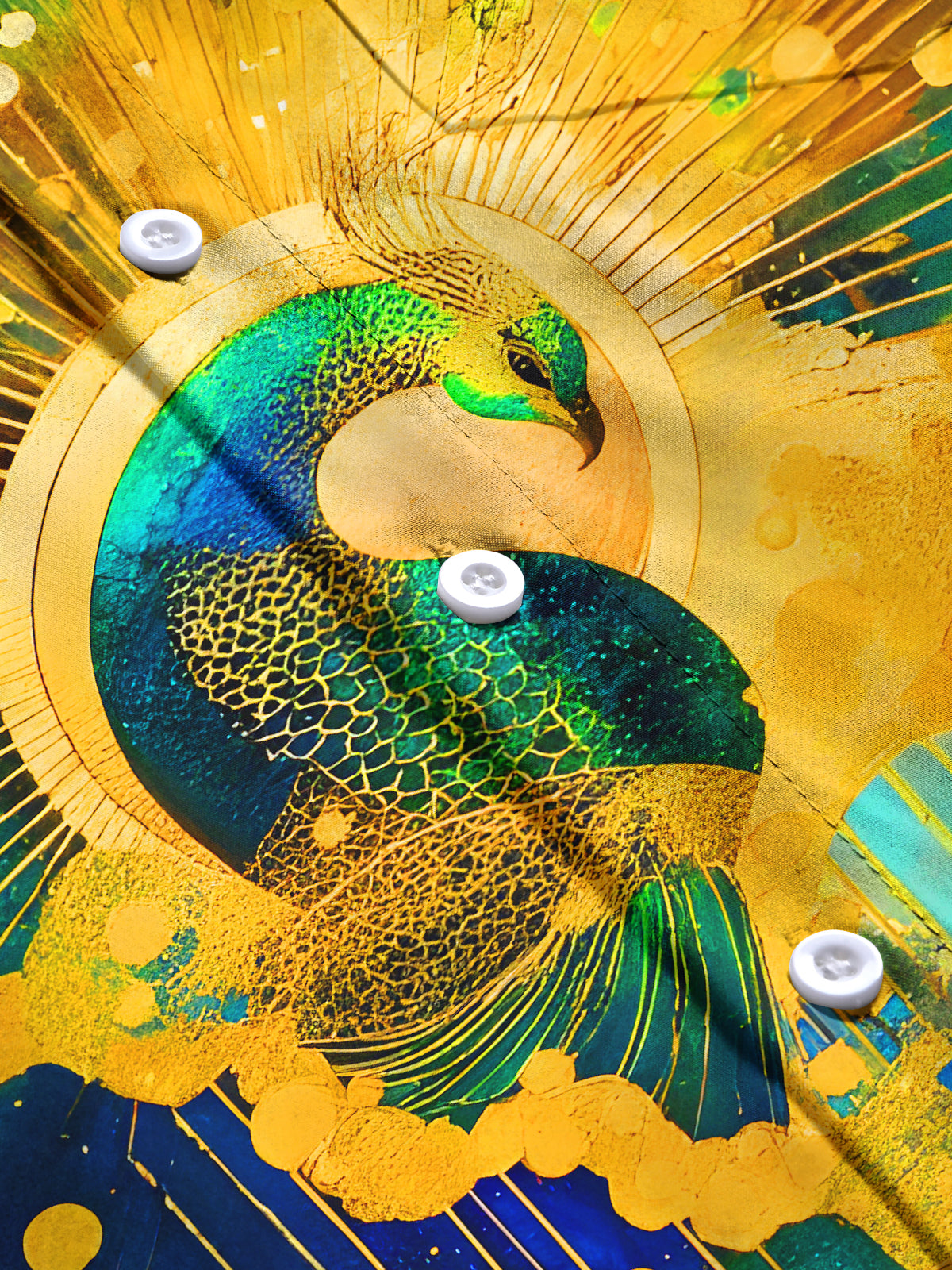 Art Gilded Peacock Men's Pocket Short Sleeve Shirts