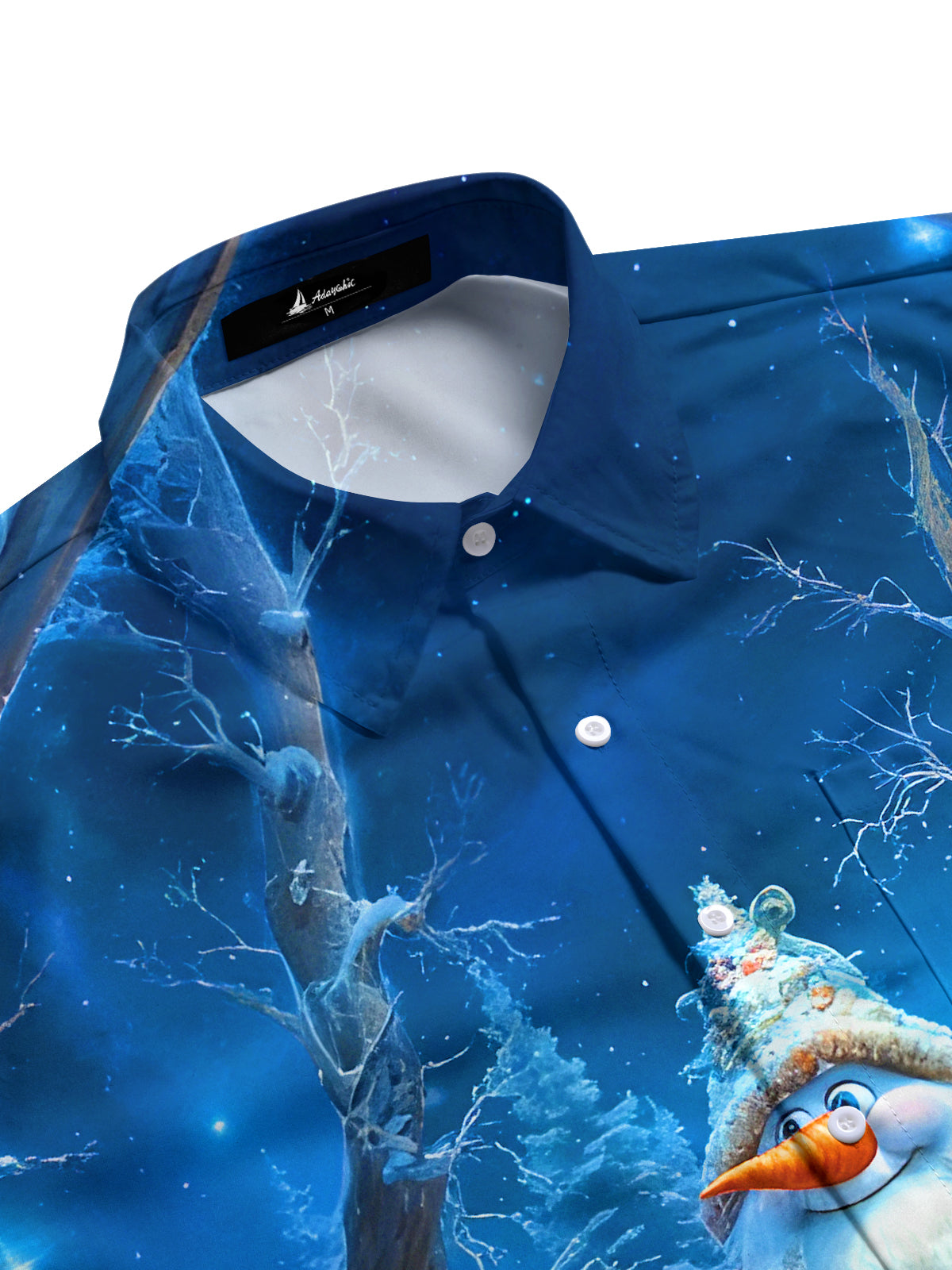 Winter Snow Old Man Snowman Men's Pocket Long Sleeve Shirts