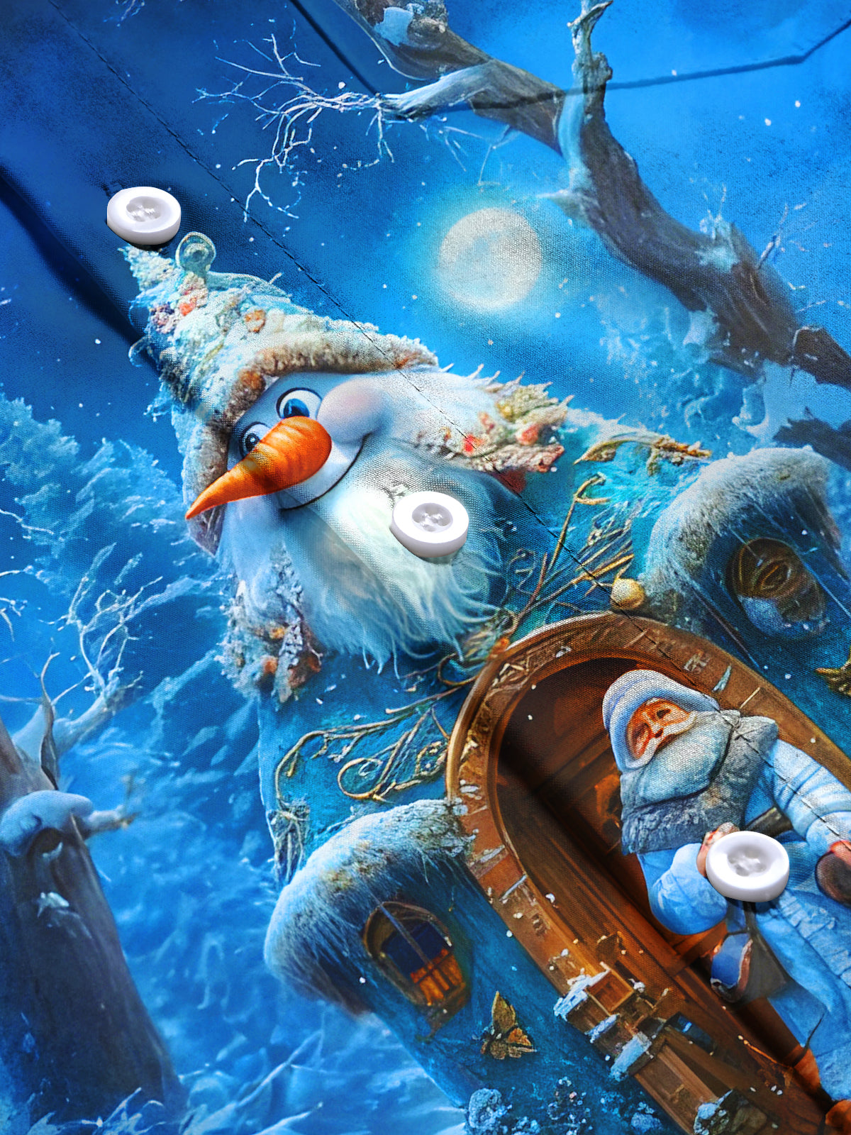 Winter Snow Old Man Snowman Men's Pocket Long Sleeve Shirts