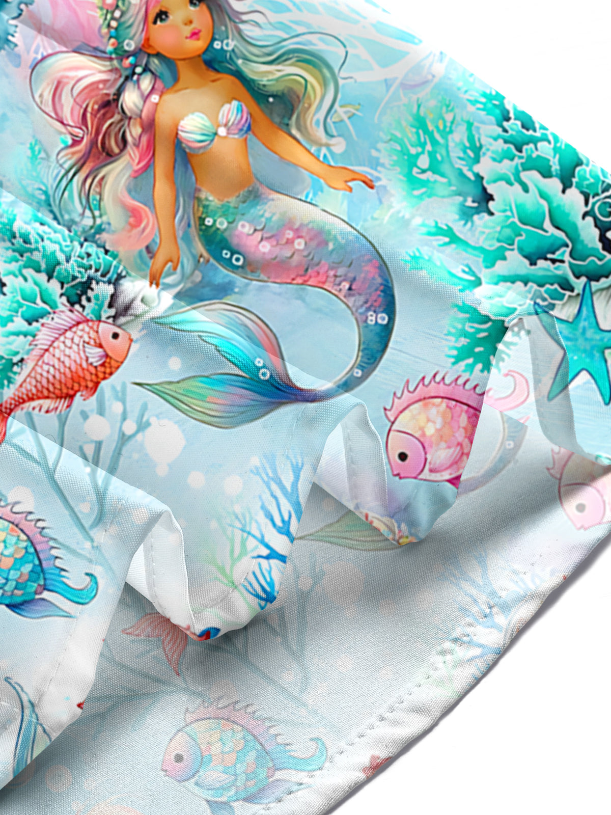 Marine Life Mermaid Print Men's Pocket Long Sleeve Shirts