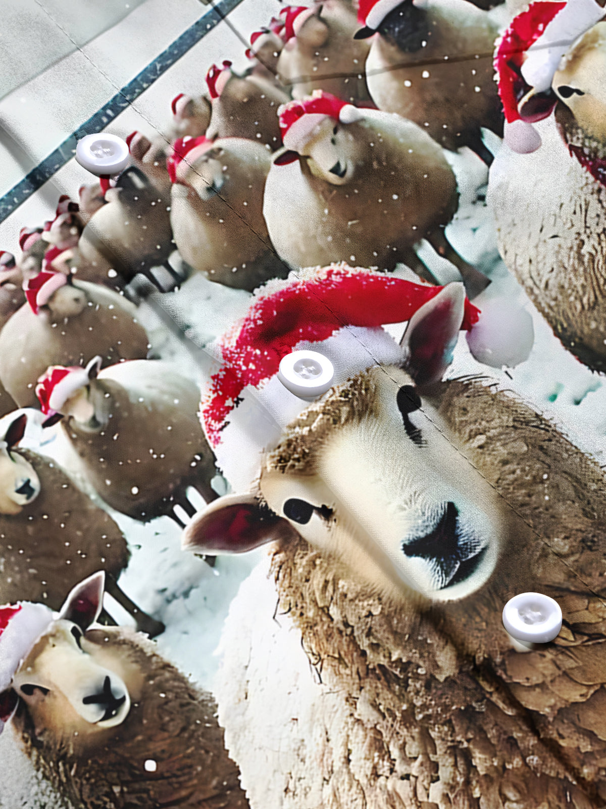 Christmas Sheep Print Men's Pocket Short Sleeve Shirts