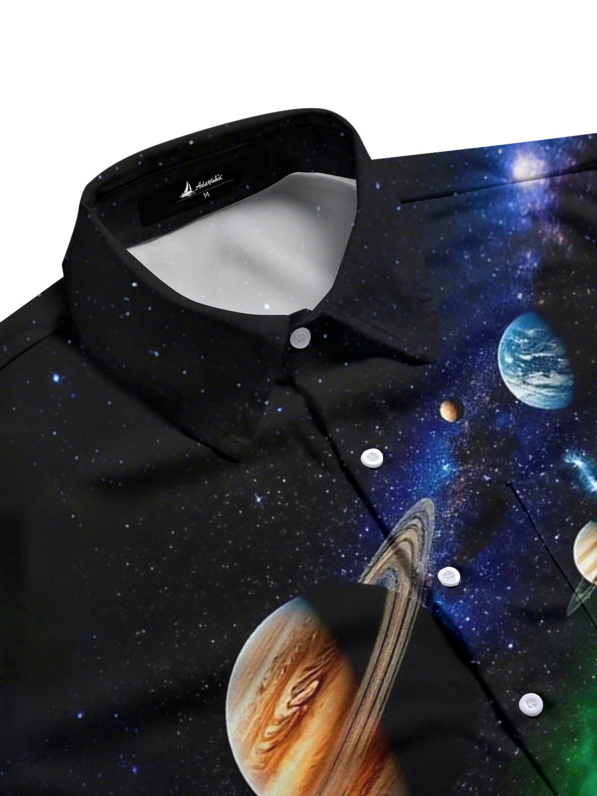 Universe Planet Print Men's Pocket Short Sleeve Shirts