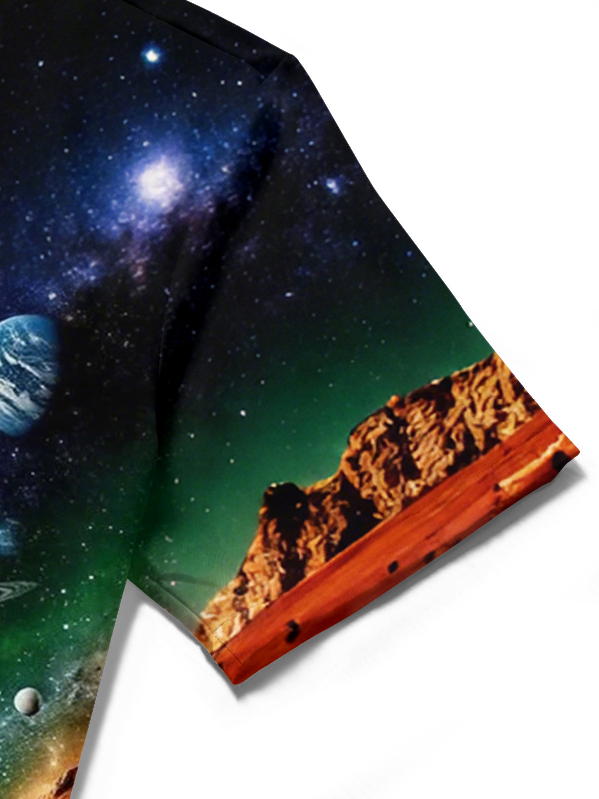 Universe Planet Print Men's Pocket Short Sleeve Shirts