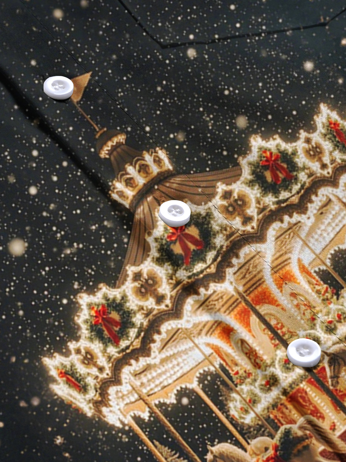 Carousel Print Men's Pocket Long Sleeve Shirts