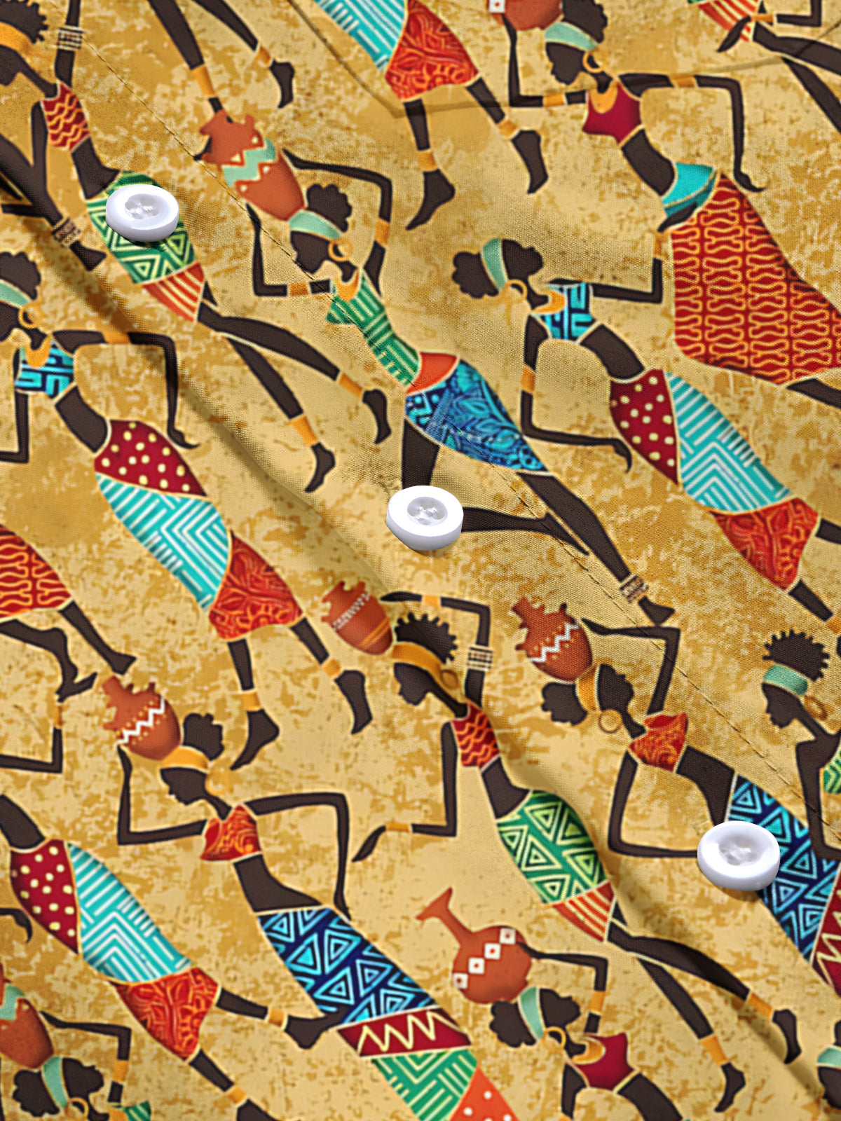 Vintage Art Print Men's Pocket Long Sleeve Shirts