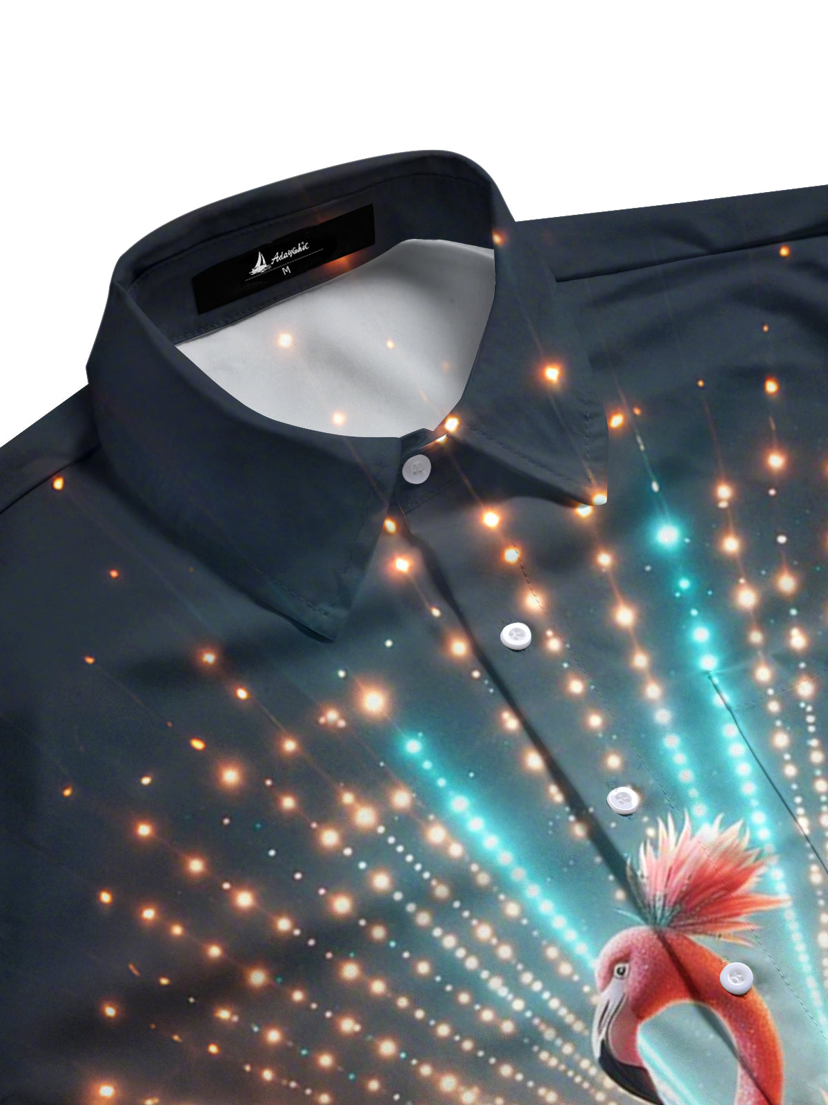 Flamingo Print Men's Pocket Long Sleeve Shirts