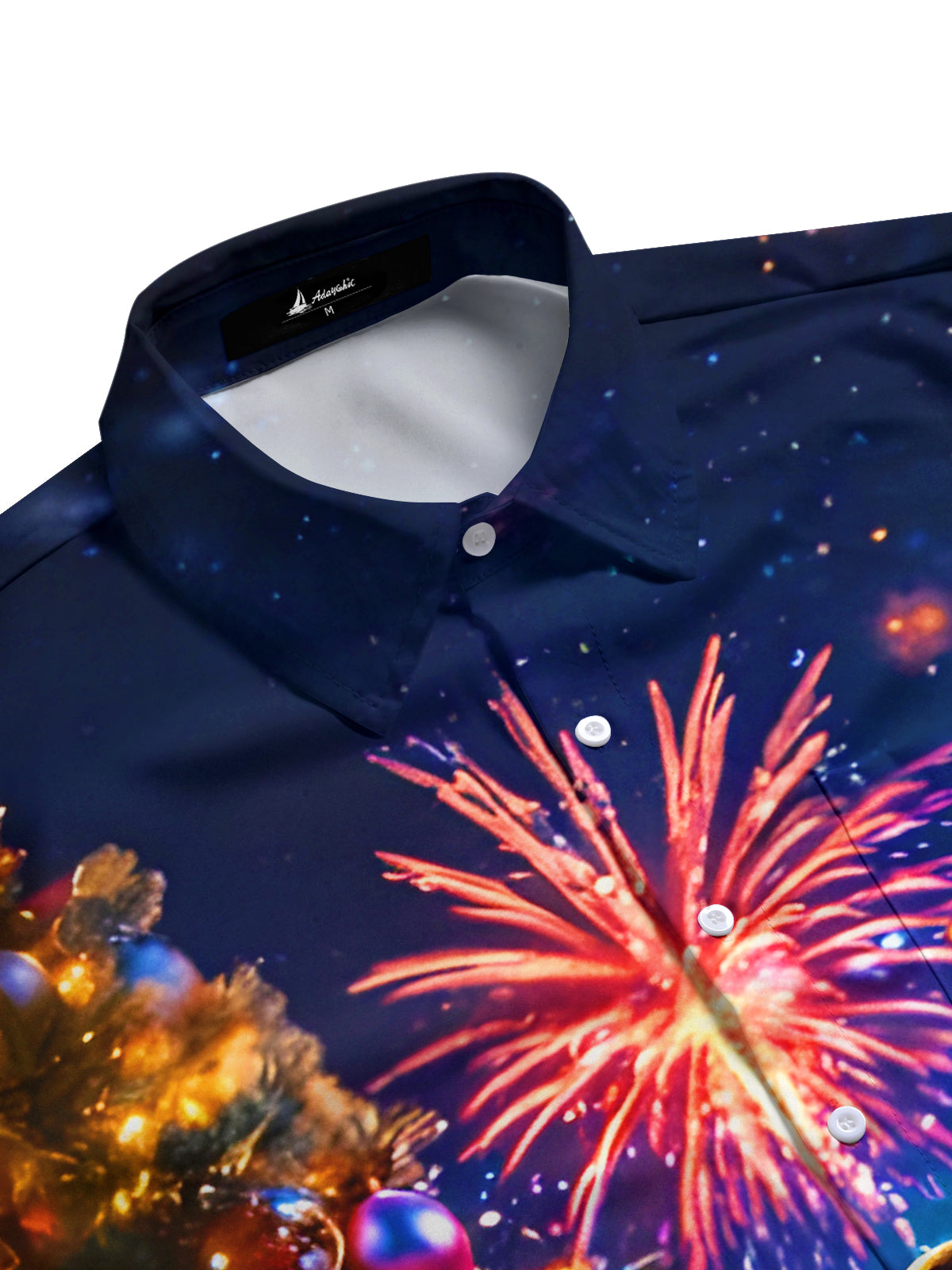 Celebrations Fireworks Wine Glasses Christmas Trees Xmas Men's Pocket Short Sleeve Shirts