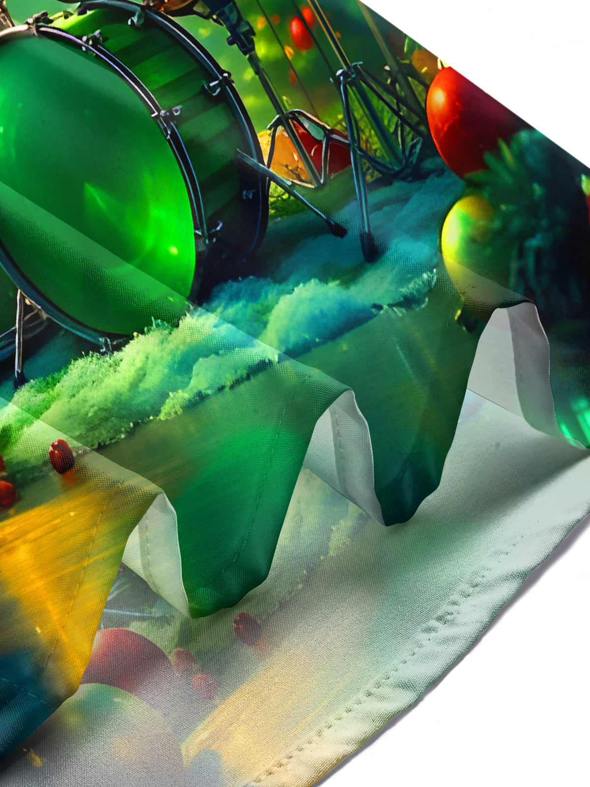 Christmas Tree Drum Kit Fairy Lights Men's Pocket Short Sleeve Shirts