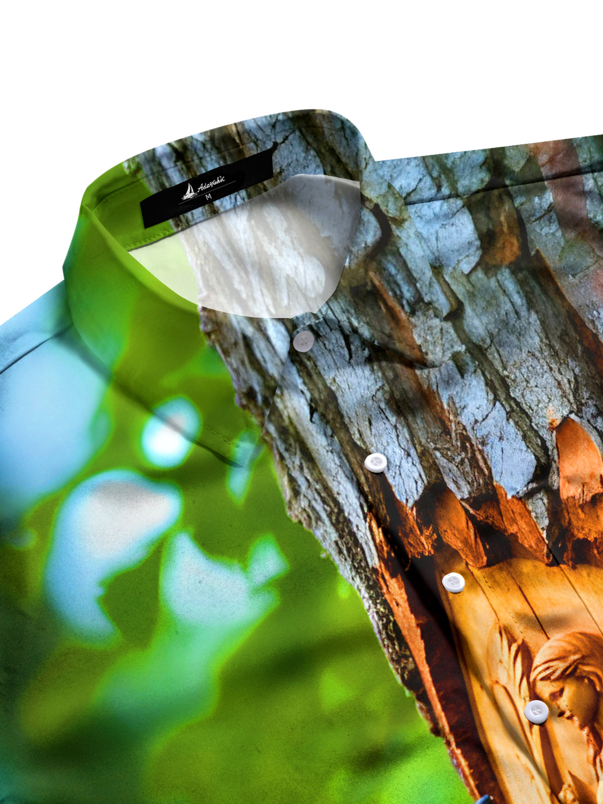 Funny Woodpecker Art Sculpture Men's Pocket Long Sleeve Shirts