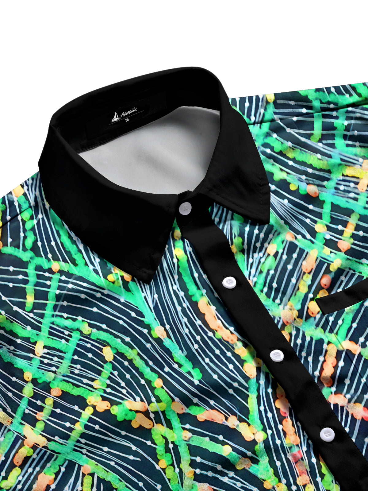 Glitter Sequins Lines Men's Pocket Long Sleeve Shirts