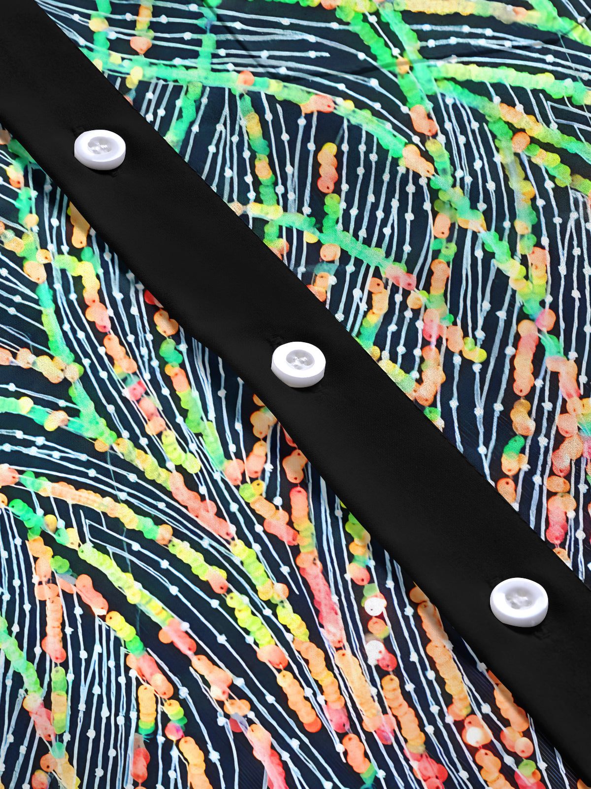 Glitter Sequins Lines Men's Pocket Long Sleeve Shirts