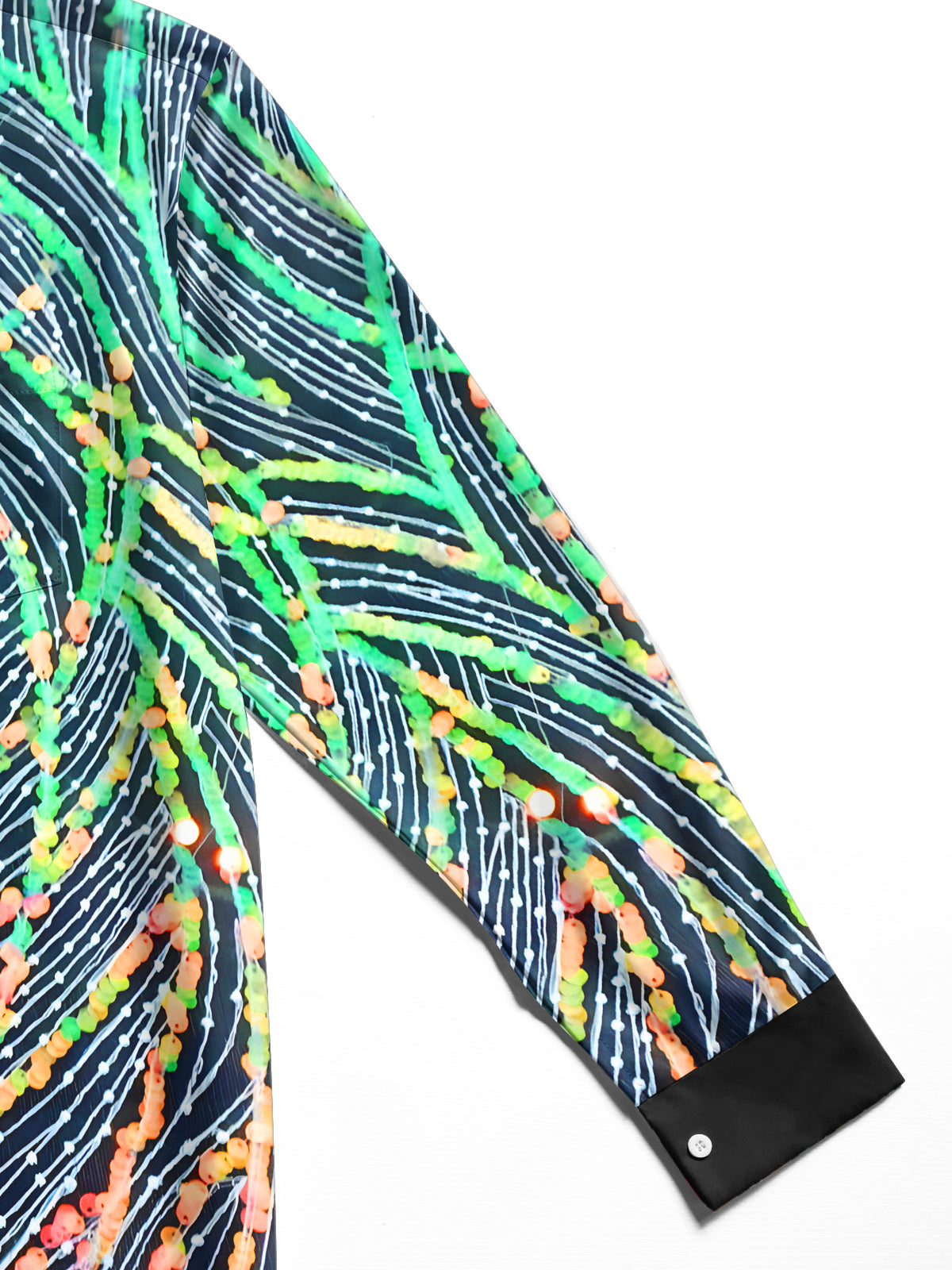 Glitter Sequins Lines Men's Pocket Long Sleeve Shirts