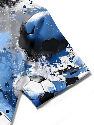 men's sports print shirt close-up short sleeve