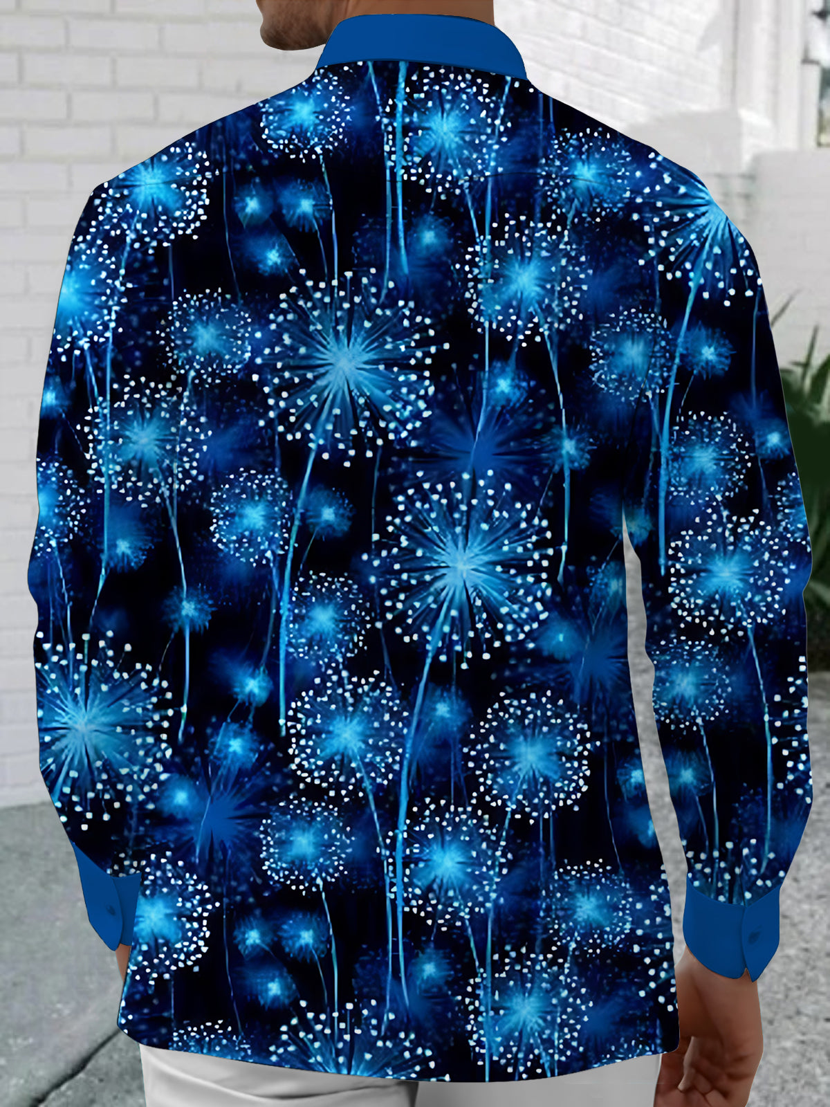 Dandelion Print Men's Pocket Long Sleeve Shirts