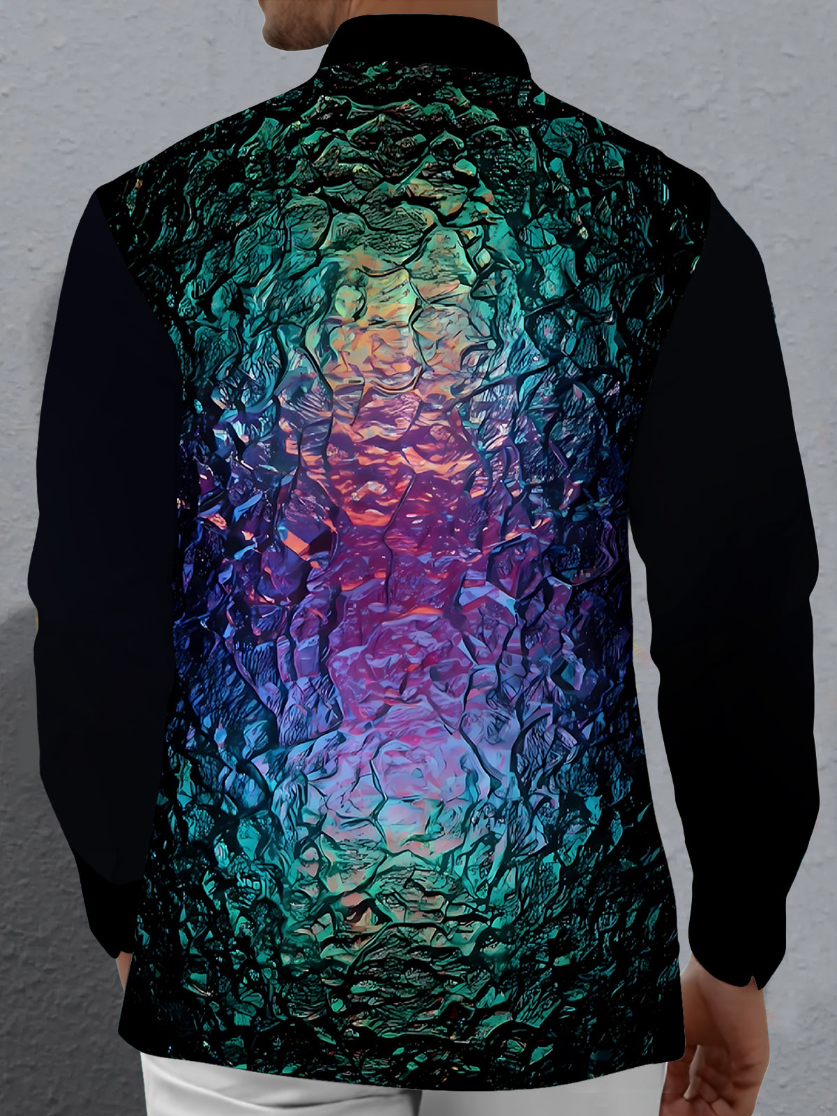 Gradient Print Men's Pocket Long Sleeve Shirts