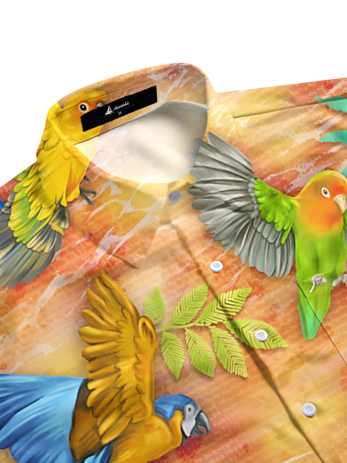 Parrot Print Men's Pocket Long Sleeve Shirts