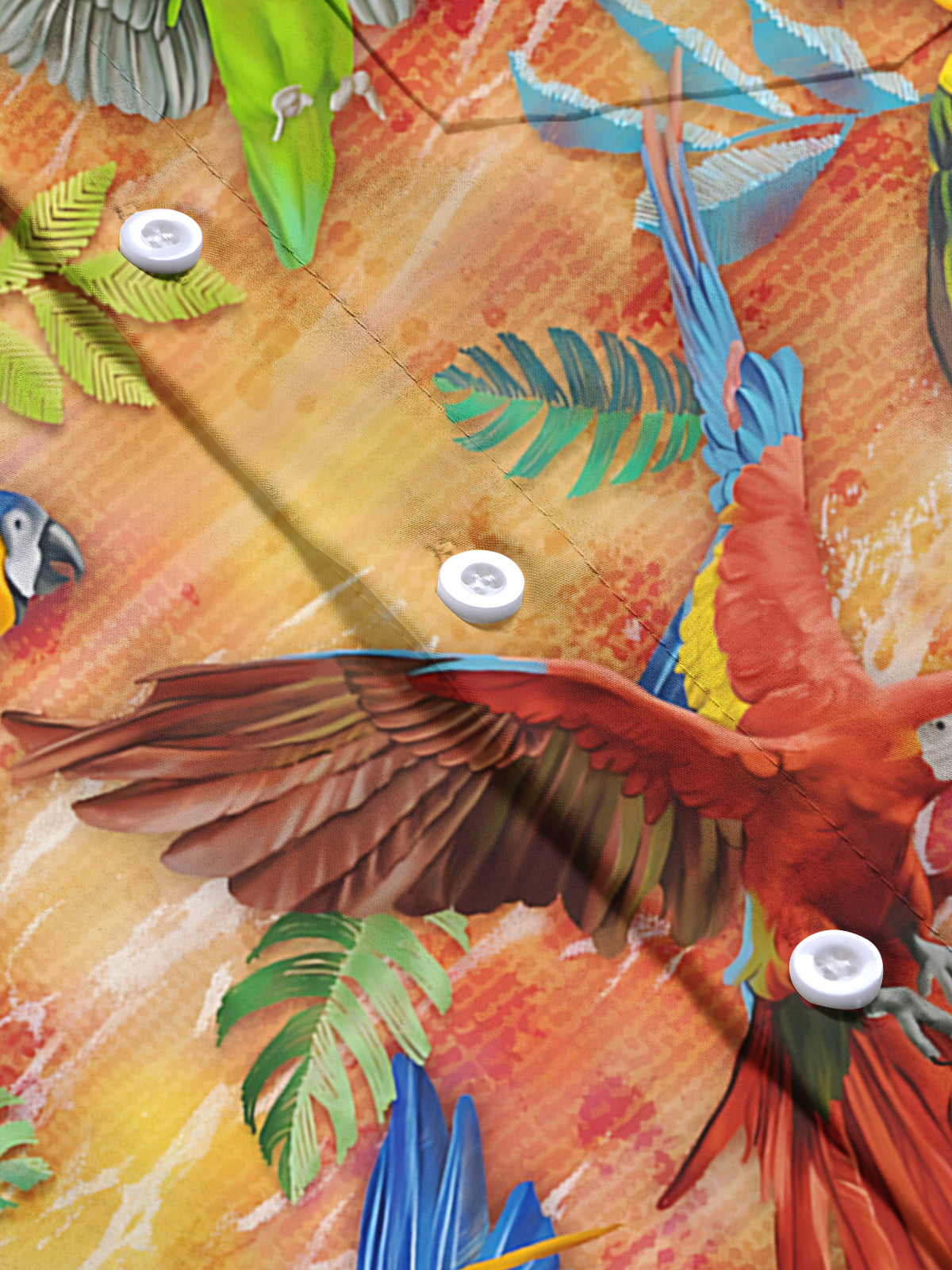 Parrot Print Men's Pocket Long Sleeve Shirts