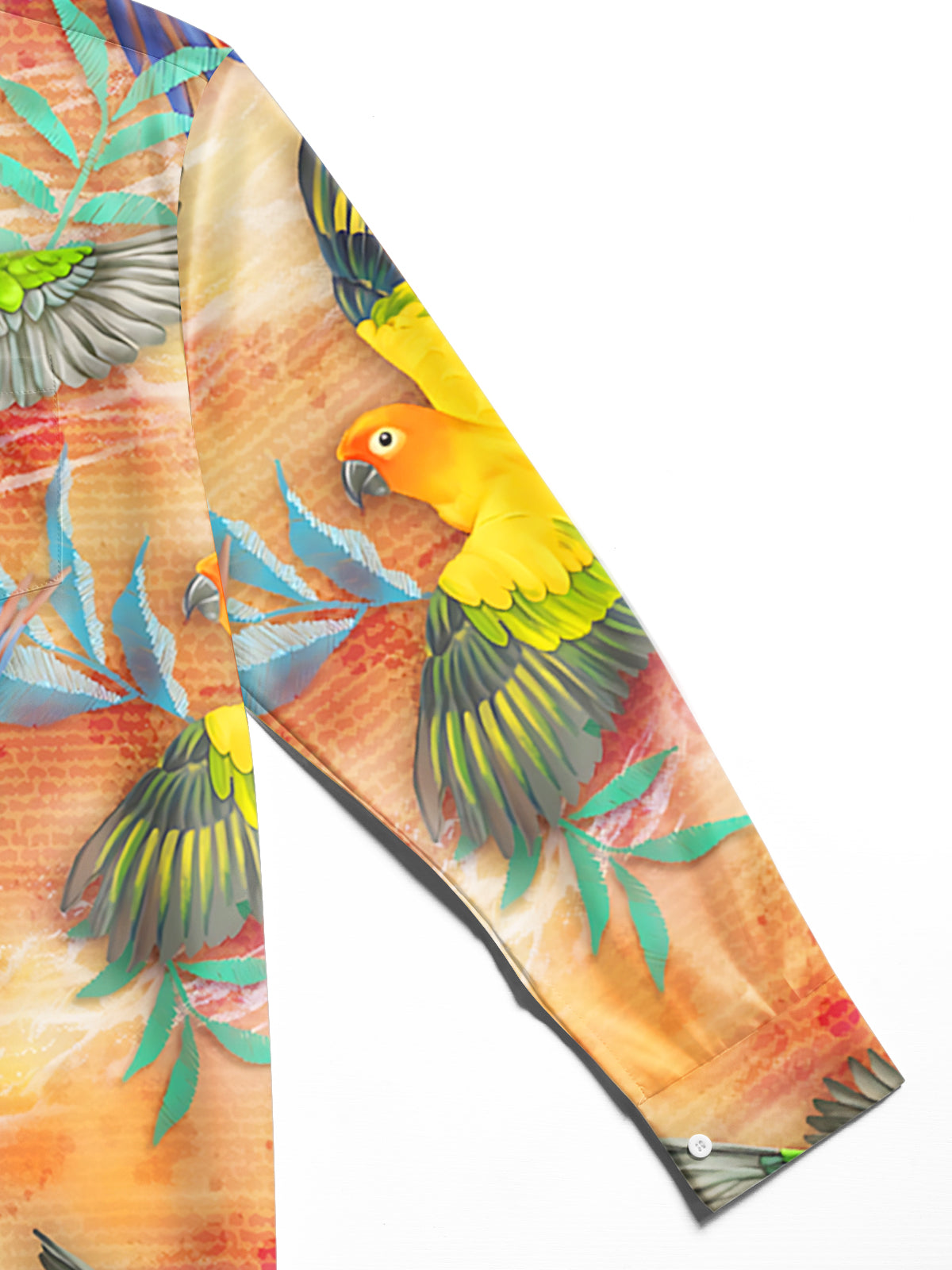 Parrot Print Men's Pocket Long Sleeve Shirts