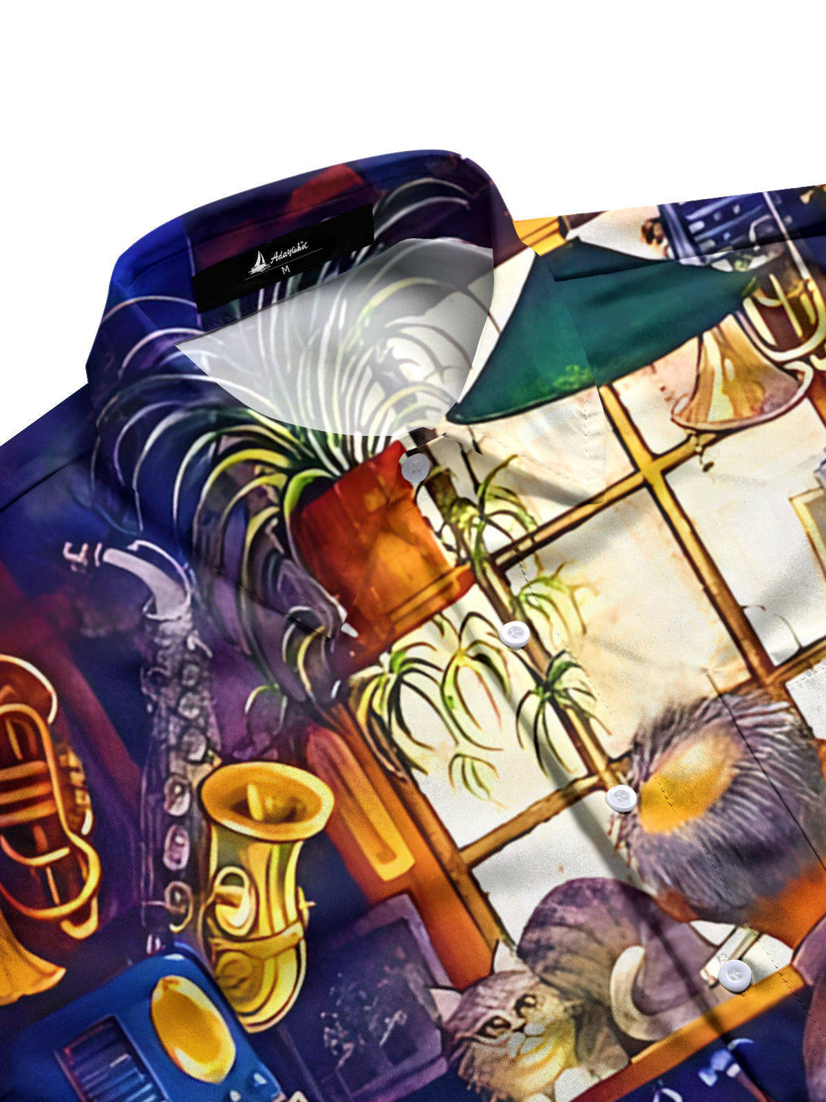 Music Art Print Men's Pocket Long Sleeve Shirts