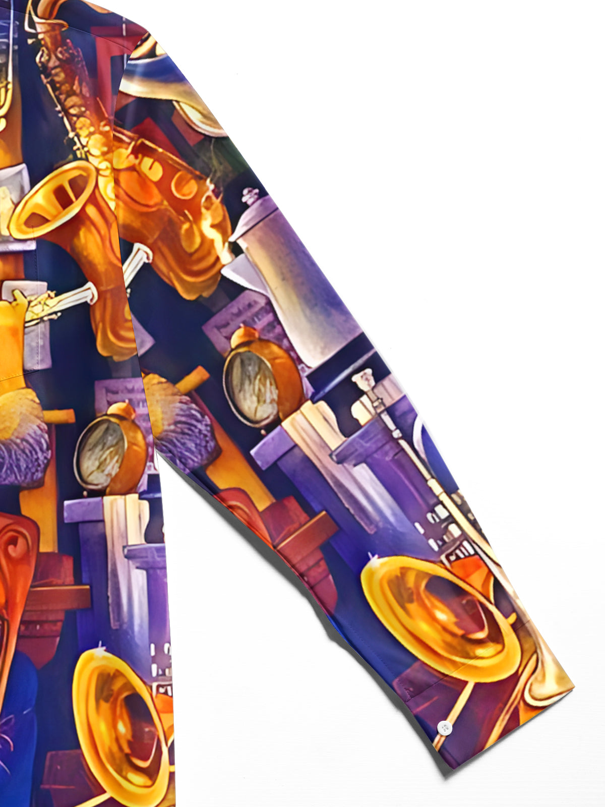 Music Art Print Men's Pocket Long Sleeve Shirts