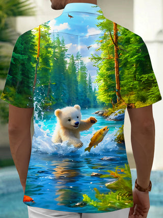 men's kitten pattern shirt back view