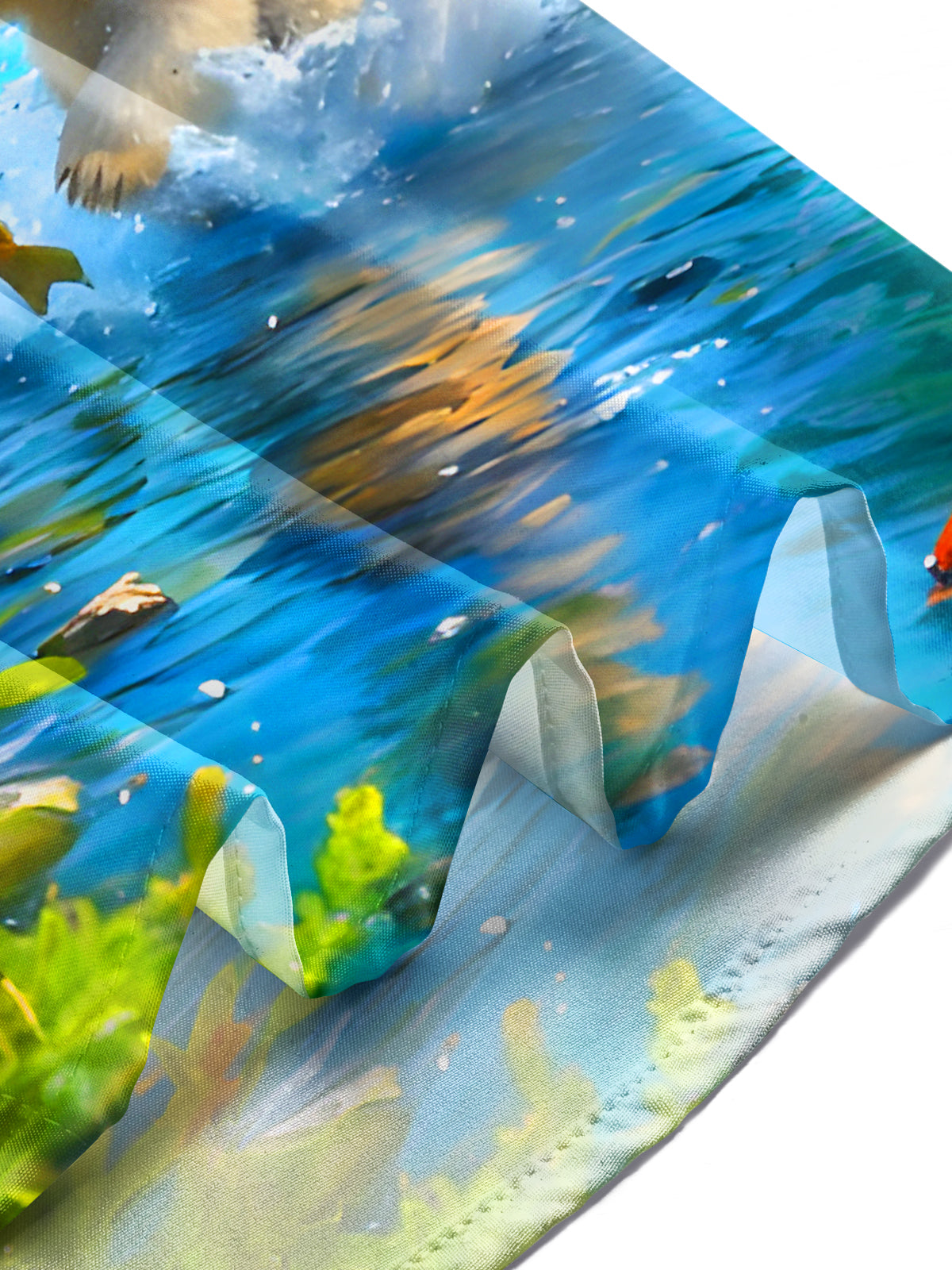 Funny Polar Bear Catching Fish Men's Pocket Short Sleeve Shirts