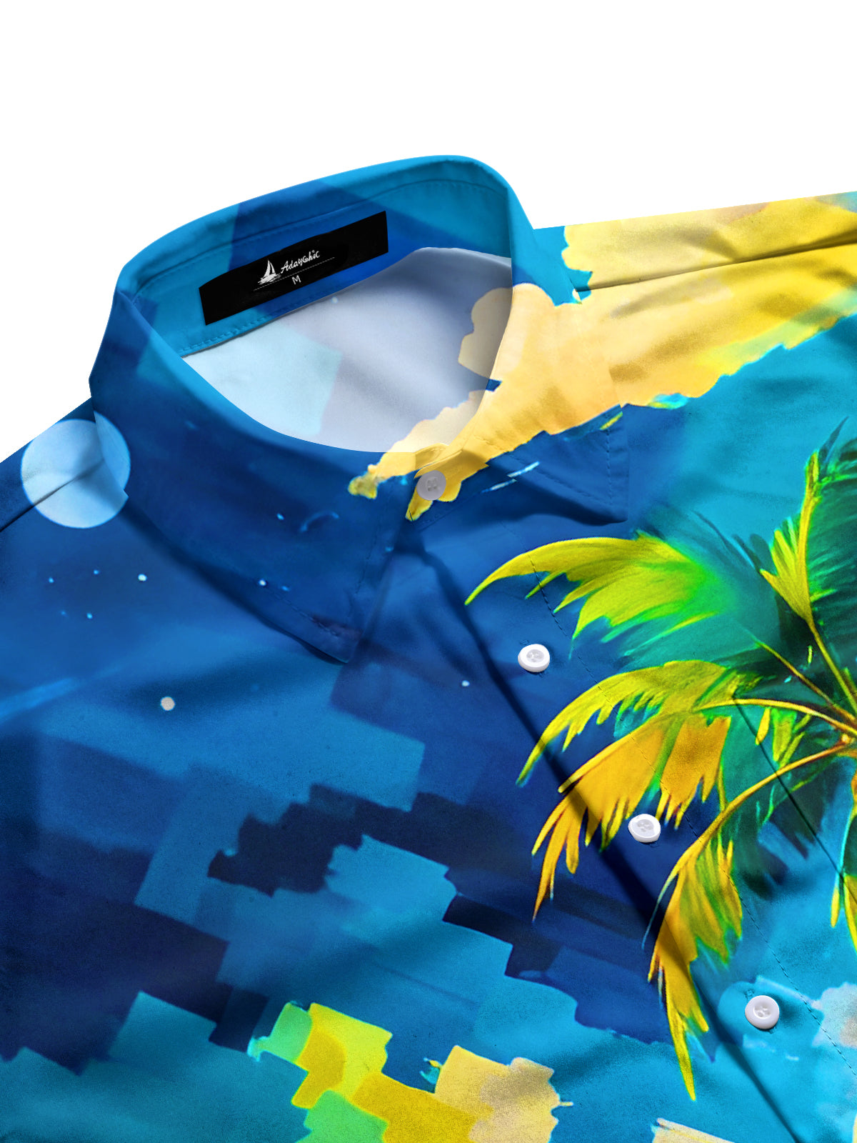 Hawaiian Coconut Palm Beach Geometry Men's Pocket Short Sleeve Shirts