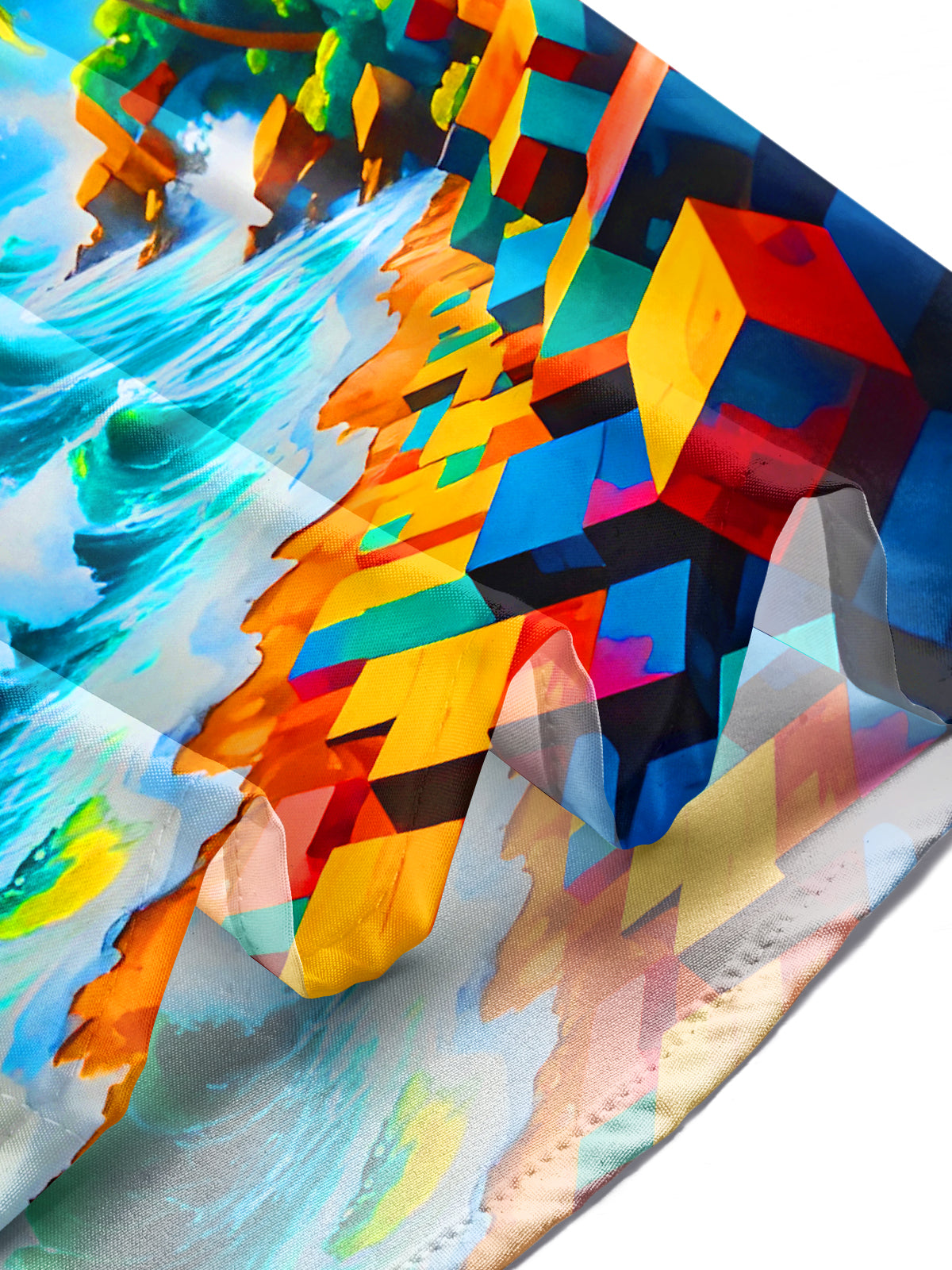 Hawaiian Coconut Palm Beach Geometry Men's Pocket Short Sleeve Shirts