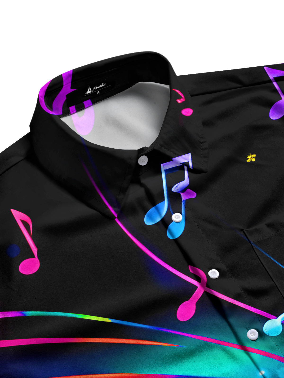 Psychedelic Music Notes Men's Pocket Short Sleeve Shirts