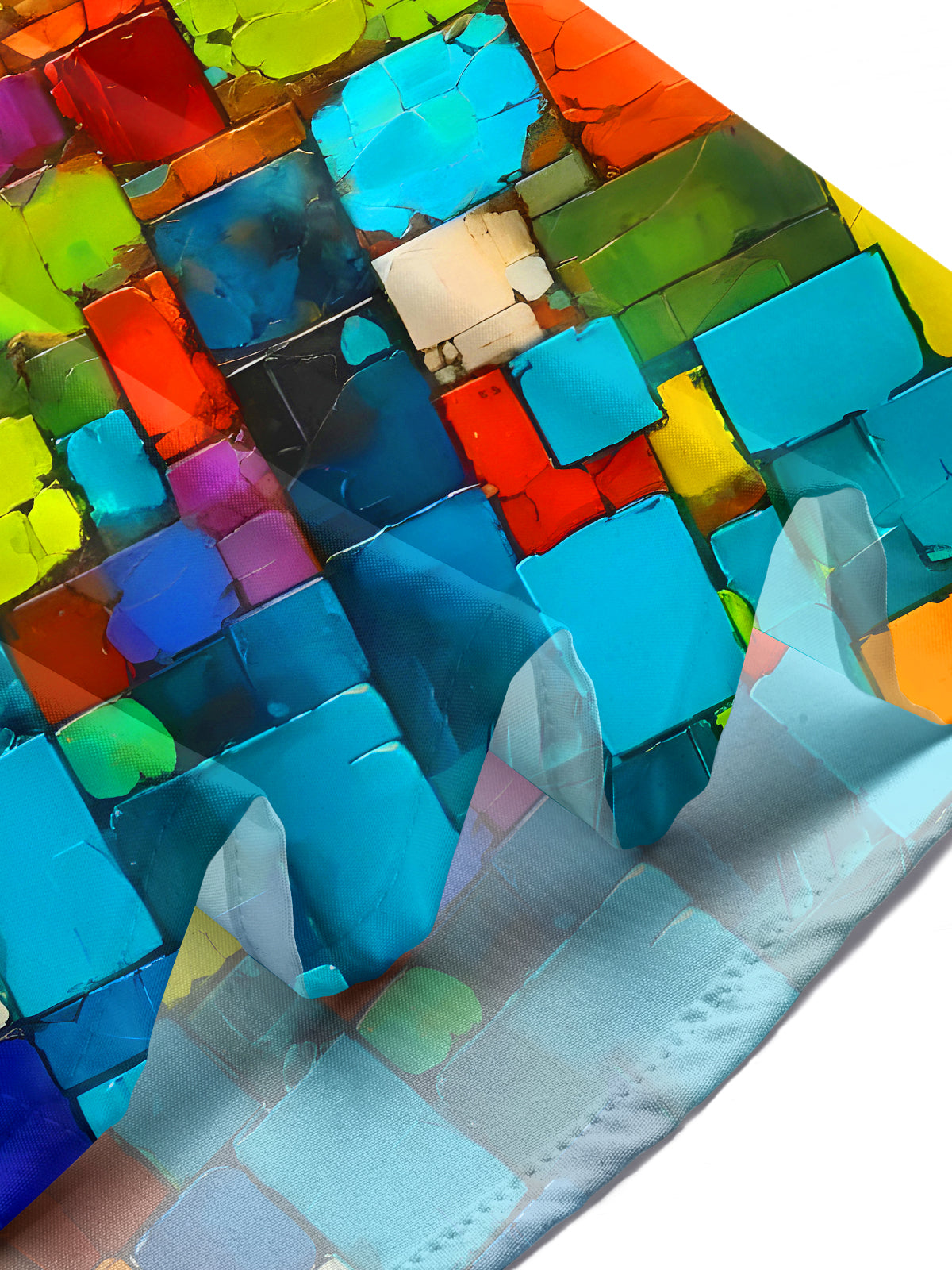 Colorful Color Block Abstract Geometry Men's Pocket Short Sleeve Cuban Collar Shirts